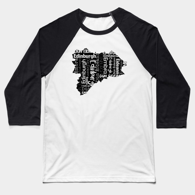 Edinburgh City Map With Text Baseball T-Shirt by MacPean